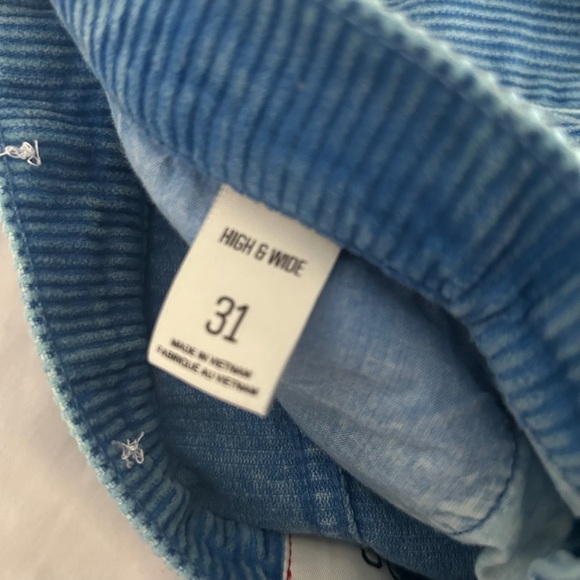 BDG Urban Outfitters High and Wide Leg Blue Corduroy Retro Pants Sz 31 - Picture 8 of 9